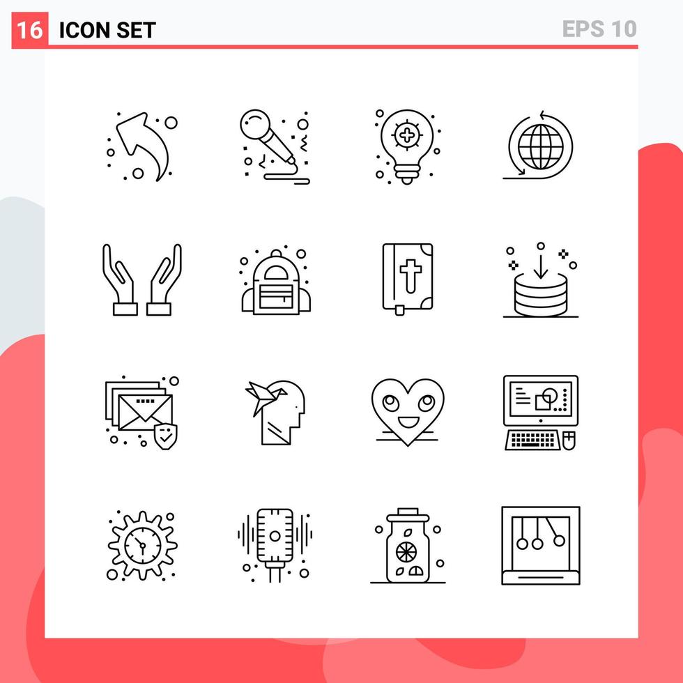 colección de 16 iconos vectoriales en estilo de línea símbolos de esquema modernos para web y signo de icono de línea móvil aislado en fondo blanco 16 iconos vector