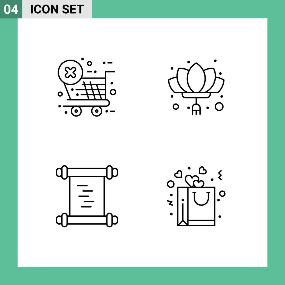 Group of 4 Modern Filledline Flat Colors Set for checkout log china new bag Editable Vector Design Elements