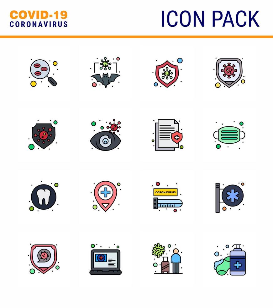 Coronavirus Precaution Tips icon for healthcare guidelines presentation 16 Flat Color Filled Line icon pack such as virus safety flu disease virus viral coronavirus 2019nov disease Vector Design