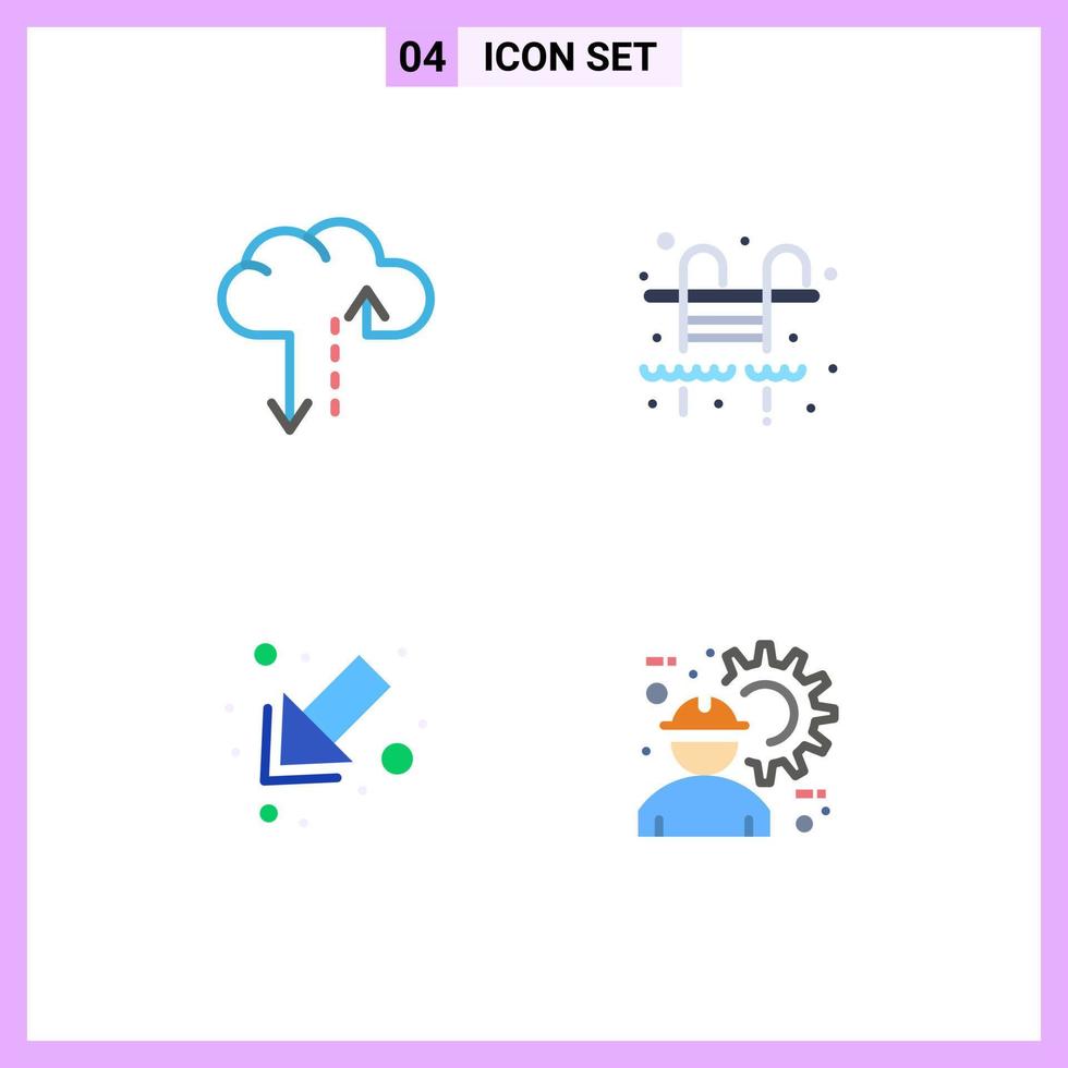 4 User Interface Flat Icon Pack of modern Signs and Symbols of cloud architect city arrow engineer Editable Vector Design Elements