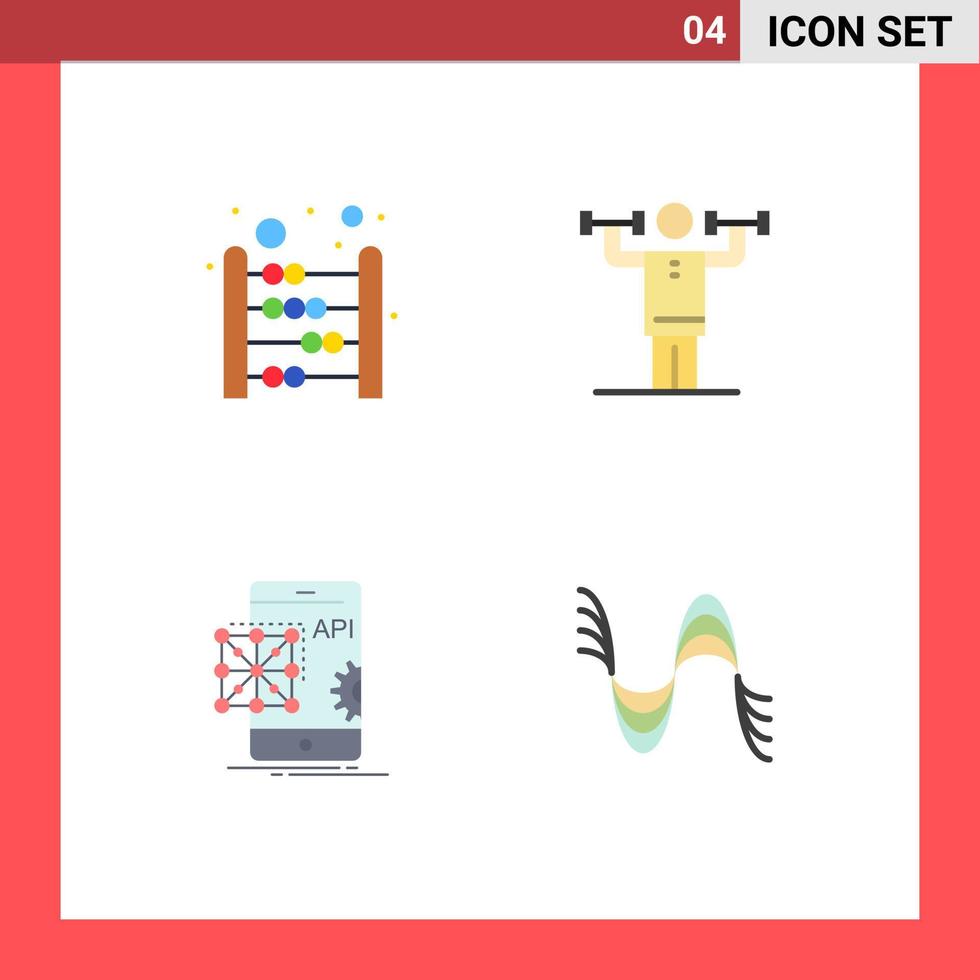 4 User Interface Flat Icon Pack of modern Signs and Symbols of abacus api mathematics human coding Editable Vector Design Elements