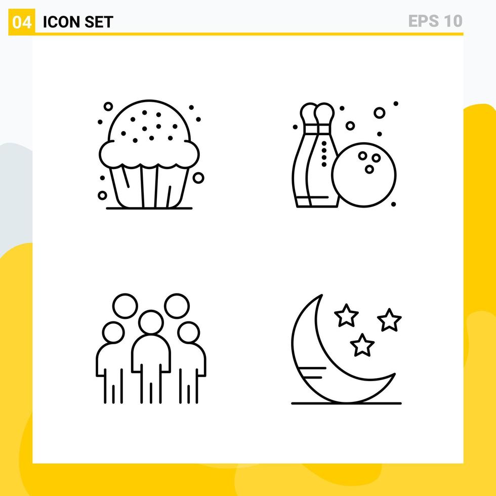 Collection of 4 Universal Line Icons Icon Set for Web and Mobile vector