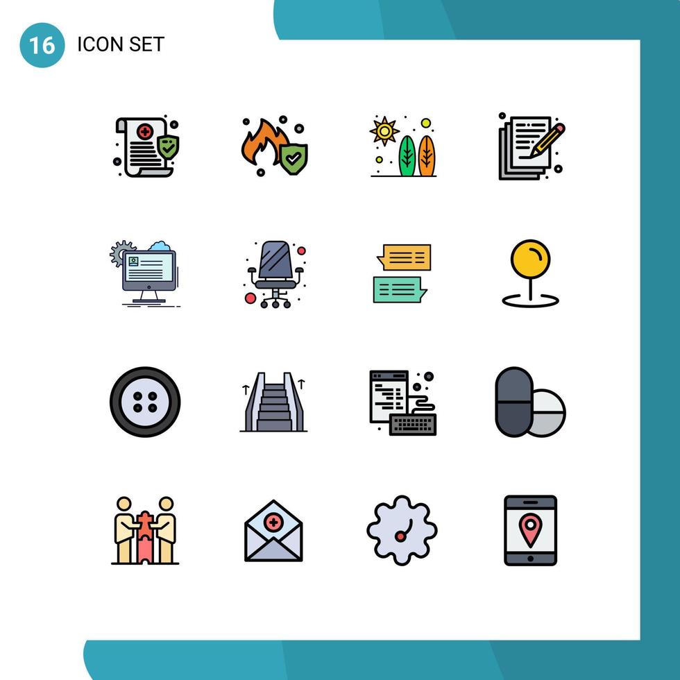 Modern Set of 16 Flat Color Filled Lines and symbols such as report account adrenaline write art Editable Creative Vector Design Elements