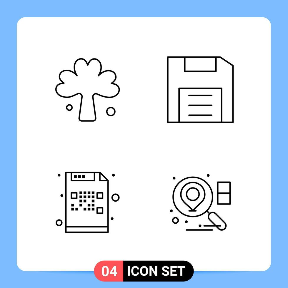 4 Line Black Icon Pack Outline Symbols for Mobile Apps isolated on white background 4 Icons Set vector