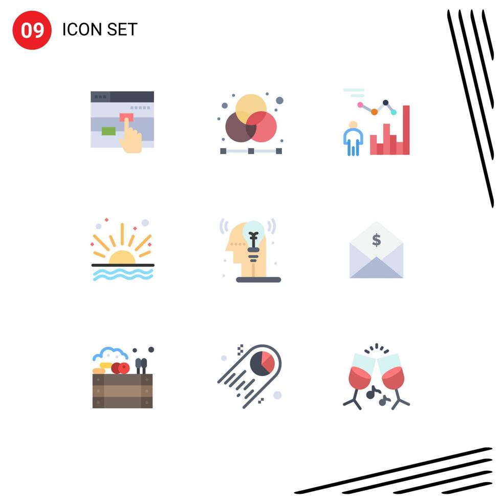 9 Universal Flat Colors Set for Web and Mobile Applications beach sea grid ocean management Editable Vector Design Elements