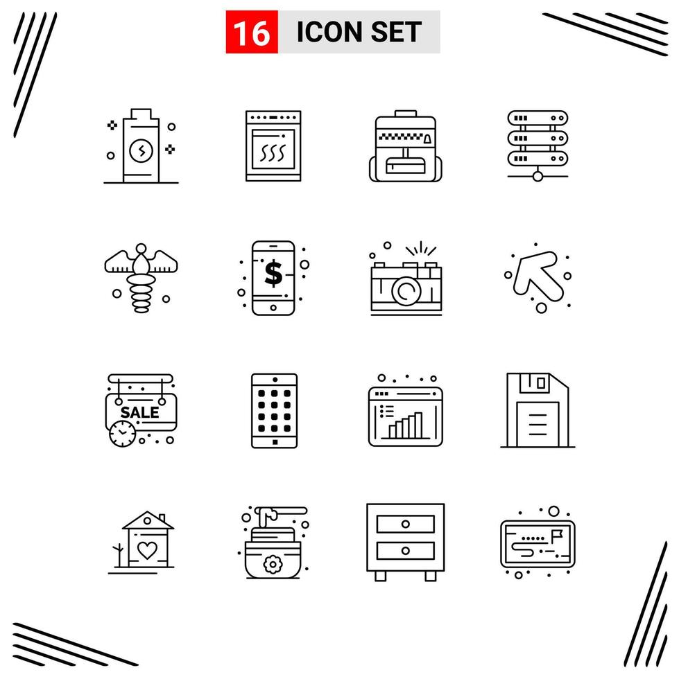 16 Icons Line Style Grid Based Creative Outline Symbols for Website Design Simple Line Icon Signs Isolated on White Background 16 Icon Set vector