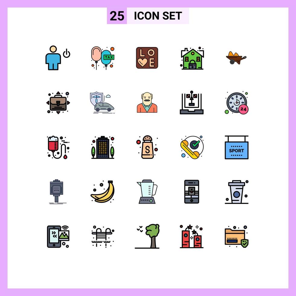 25 Creative Icons Modern Signs and Symbols of security lock payable estate heart Editable Vector Design Elements