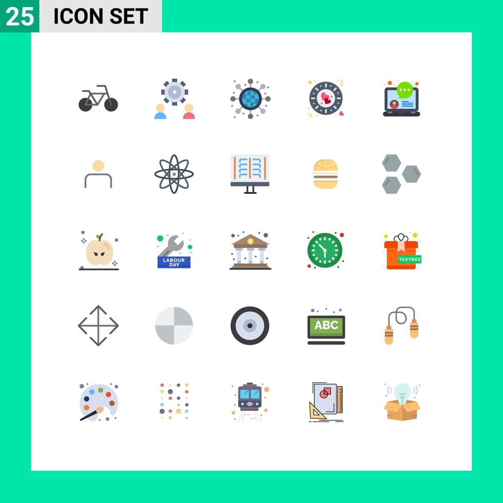Group of 25 Flat Colors Signs and Symbols for news communication networking online chat plate Editable Vector Design Elements