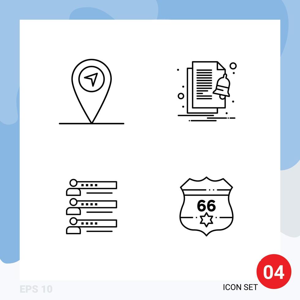Modern Set of 4 Filledline Flat Colors and symbols such as gps profile file skills statistics Editable Vector Design Elements