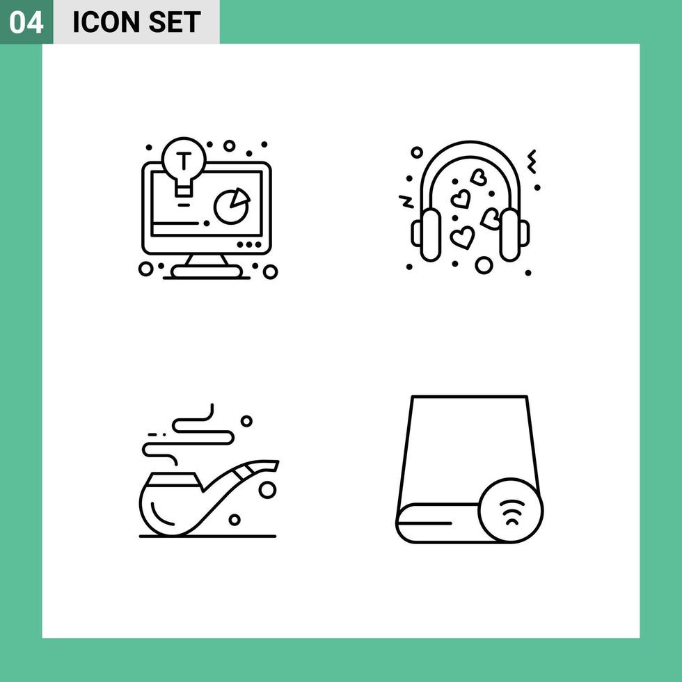 4 Creative Icons Modern Signs and Symbols of business development pipe business solution loving st Editable Vector Design Elements