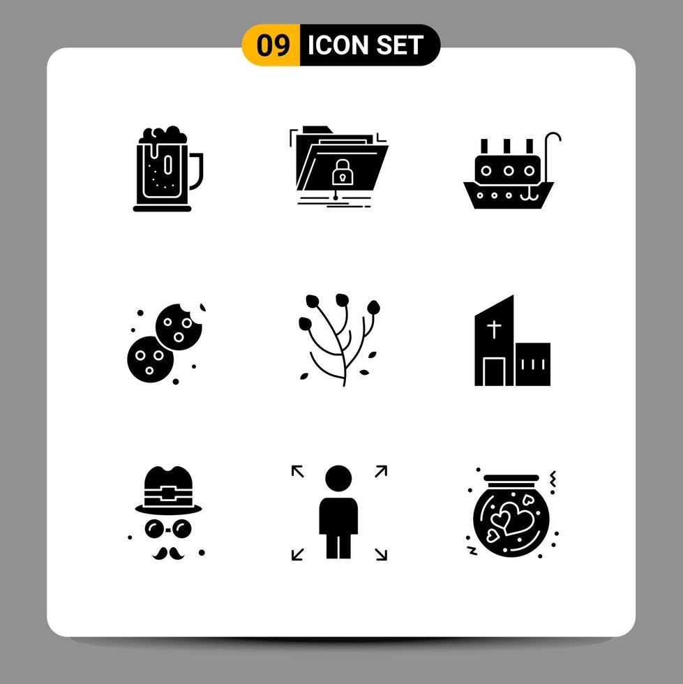 Set of 9 Modern UI Icons Symbols Signs for food cookie network bake ship Editable Vector Design Elements