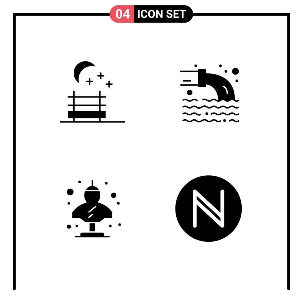 Pack of 4 creative Solid Glyphs of nature classic pollution ancient blockchain Editable Vector Design Elements