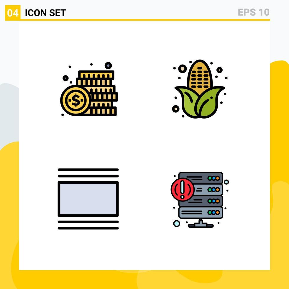 4 Creative Icons Modern Signs and Symbols of coin flow money corn thumbnails Editable Vector Design Elements