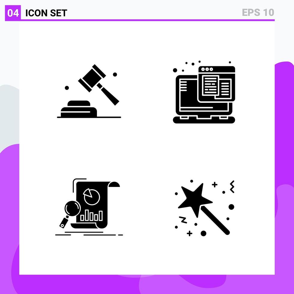 conjunto de 4 iconos en símbolos de glifos creativos de estilo sólido para el diseño de sitios web y aplicaciones móviles signo de icono sólido simple aislado en fondo blanco 4 iconos vector