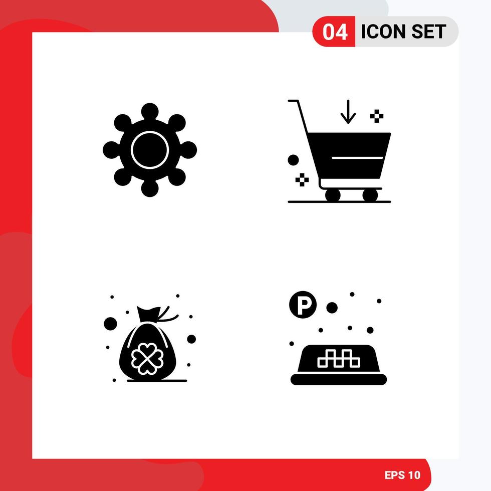 Stock Vector Icon Pack of 4 Line Signs and Symbols for gear clover buy e sign Editable Vector Design Elements