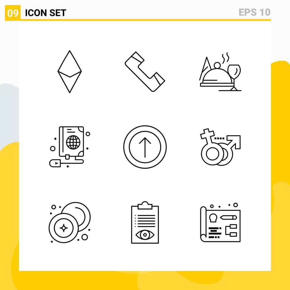 colección de 9 iconos de línea universal conjunto de iconos para web y móvil vector