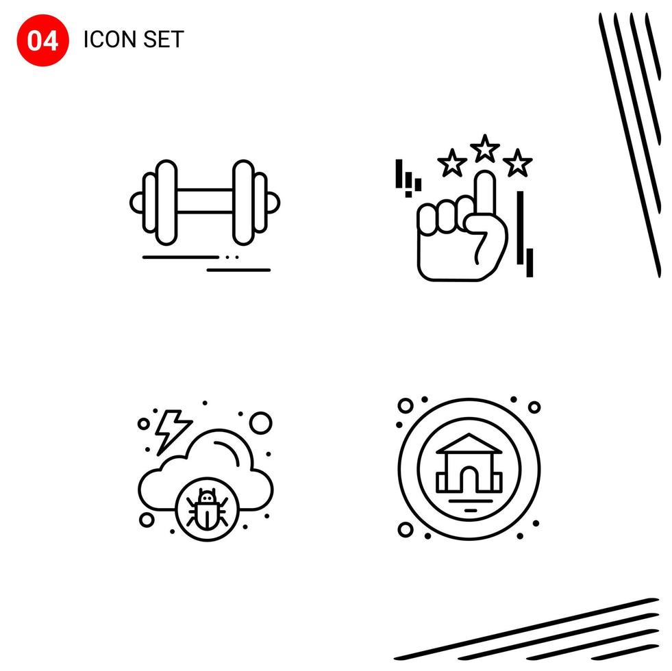 Collection of 4 Vector Icons in Line style Pixle Perfect Outline Symbols for Web and Mobile Line Icon Signs on White Background 4 Icons