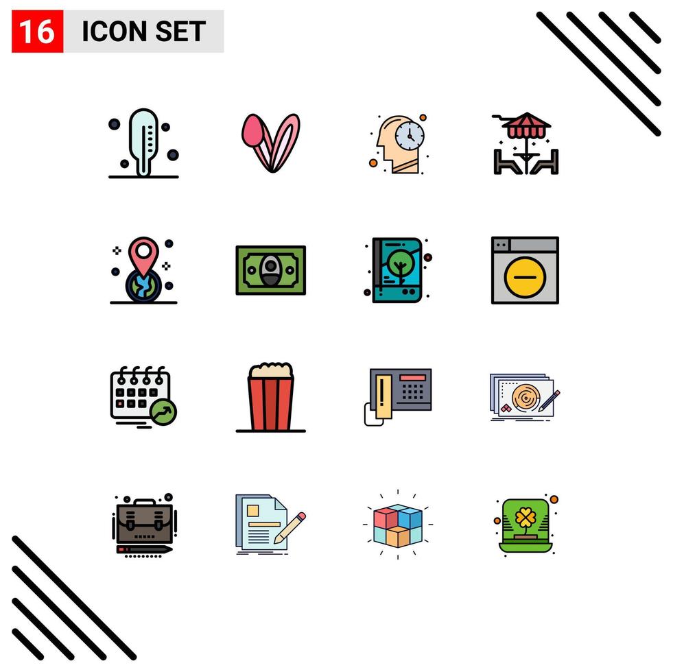 Set of 16 Modern UI Icons Symbols Signs for cash location time gps furniture Editable Creative Vector Design Elements