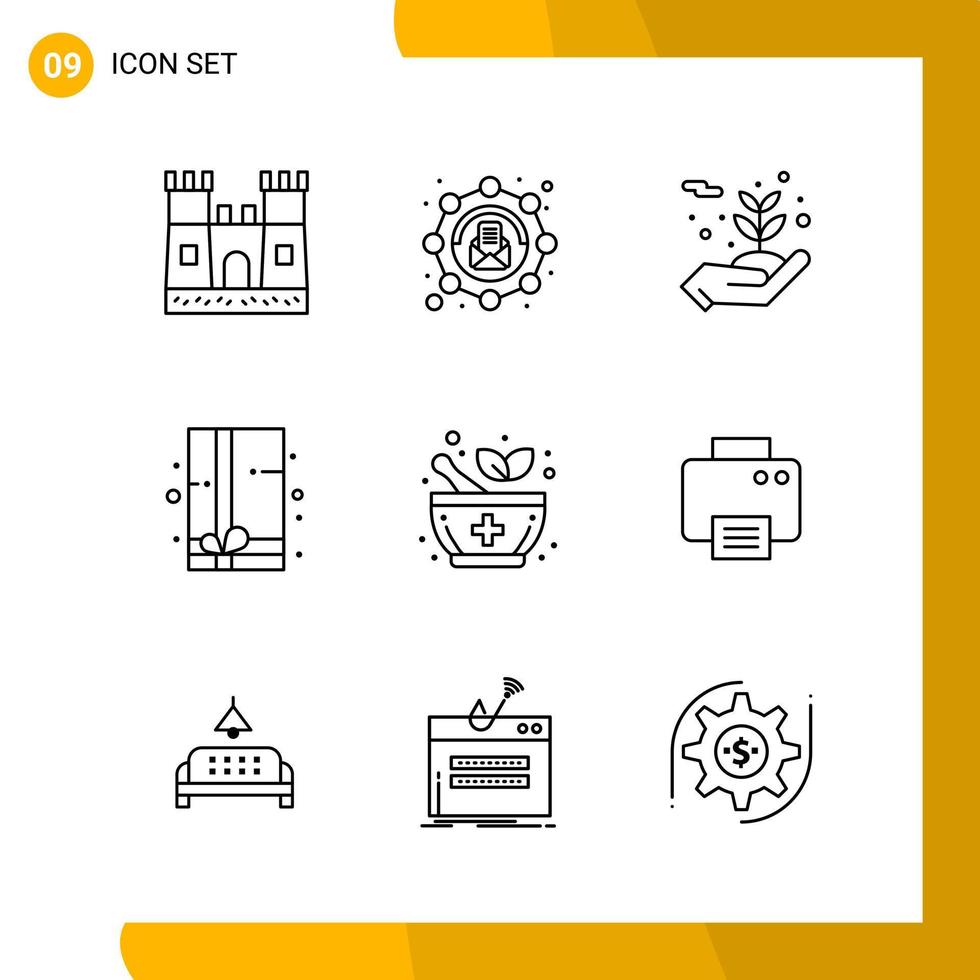 9 Icon Set Line Style Icon Pack Outline Symbols isolated on White Backgound for Responsive Website Designing vector