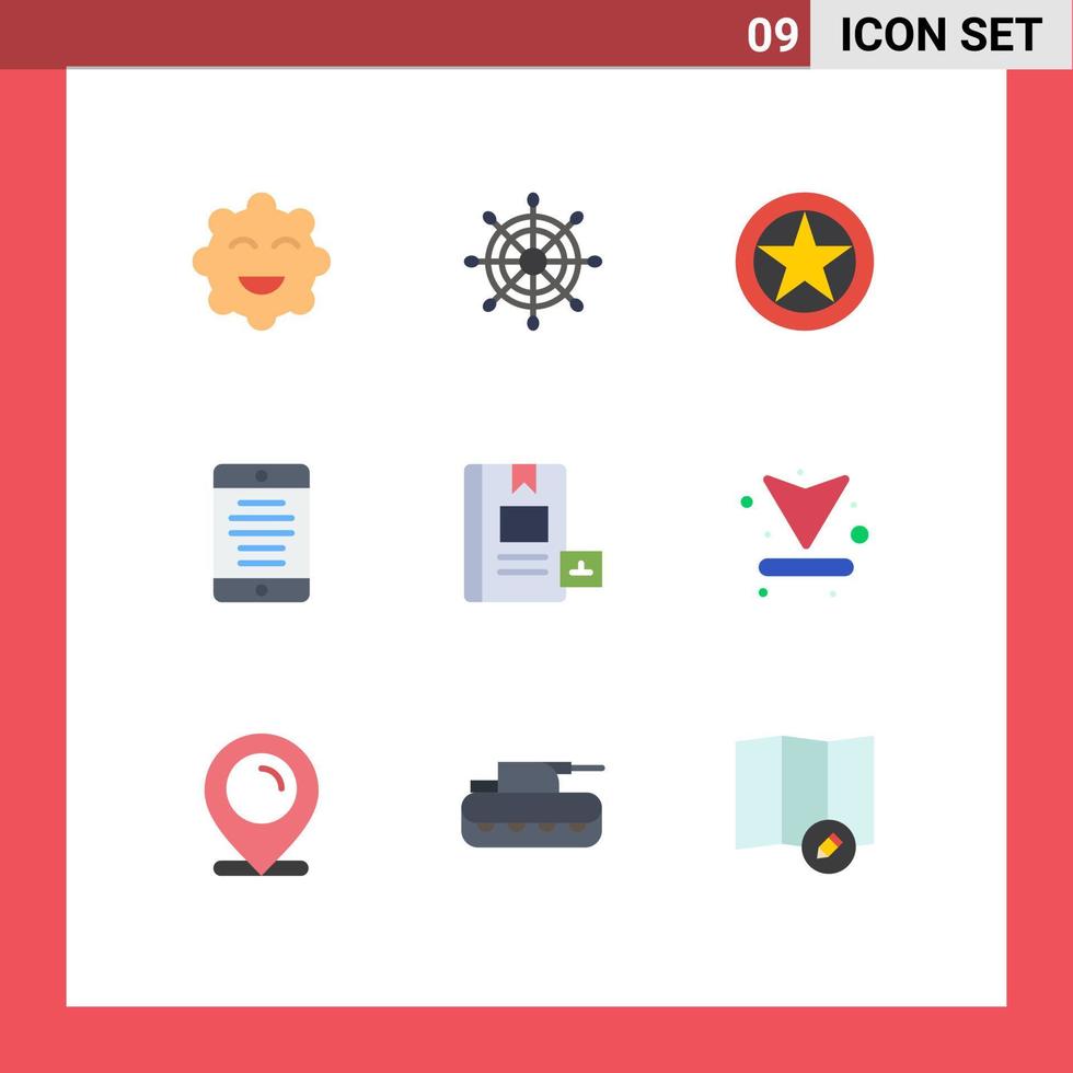 conjunto de 9 iconos de interfaz de usuario modernos símbolos signos para educación libro medalla usuario teléfono móvil elementos de diseño vectorial editables vector