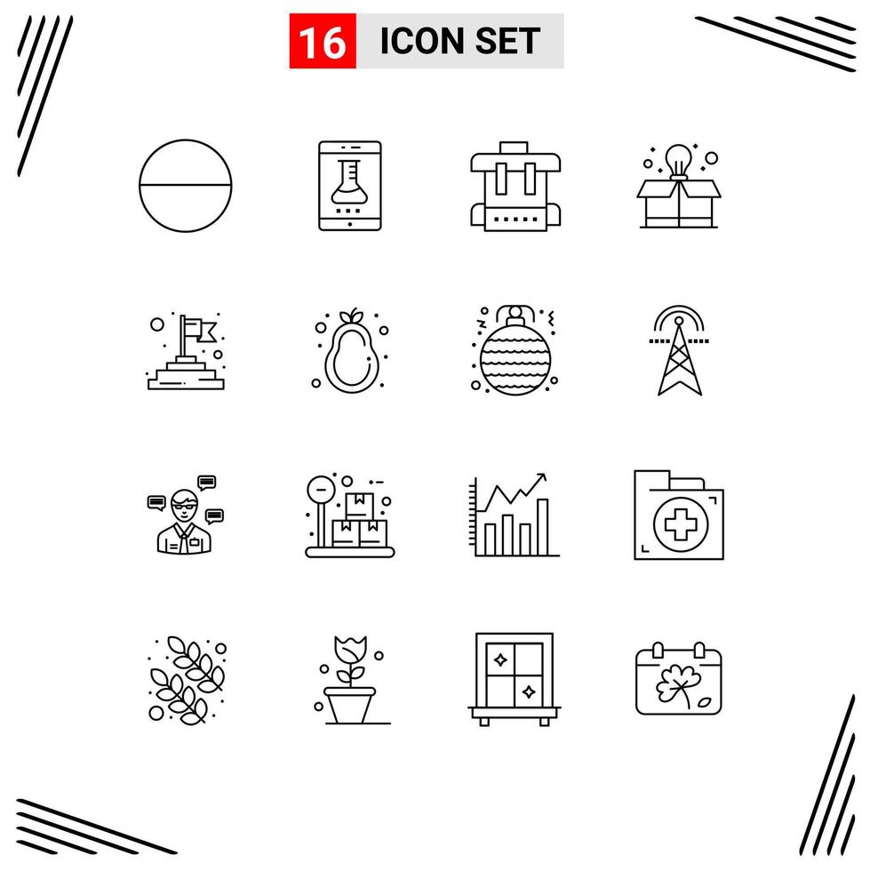 paquete de iconos de vector de stock de 16 signos y símbolos de línea para una dieta saludable éxito educación cuadro de bandera elementos de diseño de vector editables