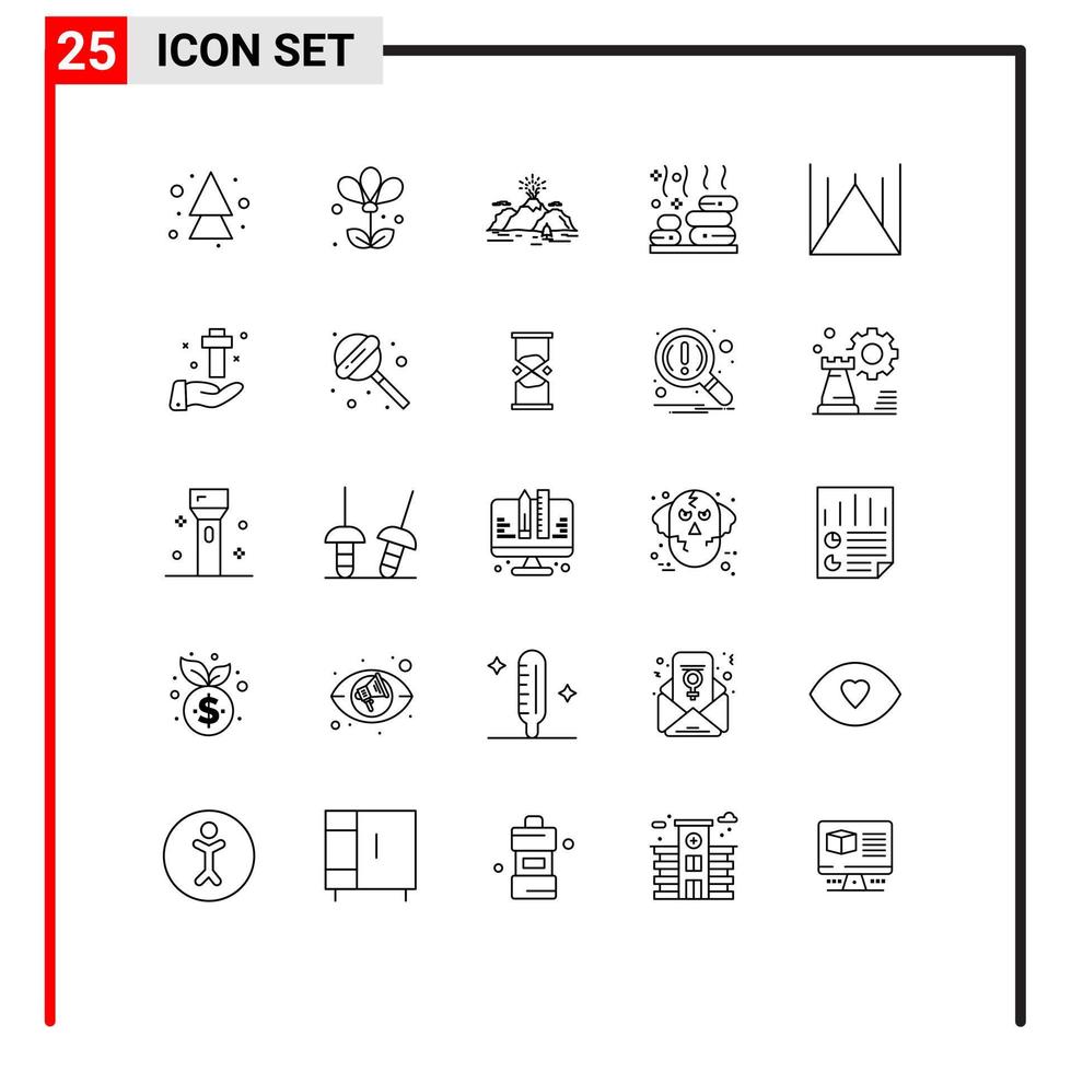 Set of 25 Modern UI Icons Symbols Signs for islamabad stone nature spa blast Editable Vector Design Elements