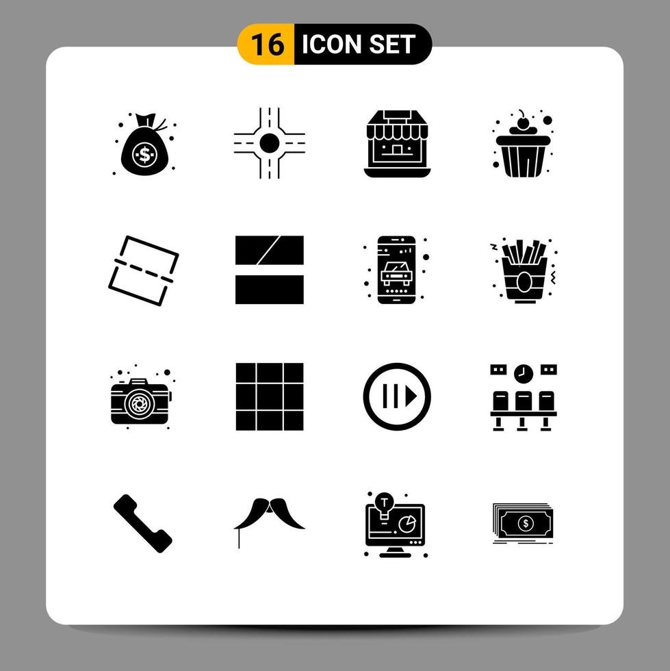 Pack of 16 creative Solid Glyphs of image editing store straighten image Editable Vector Design Elements