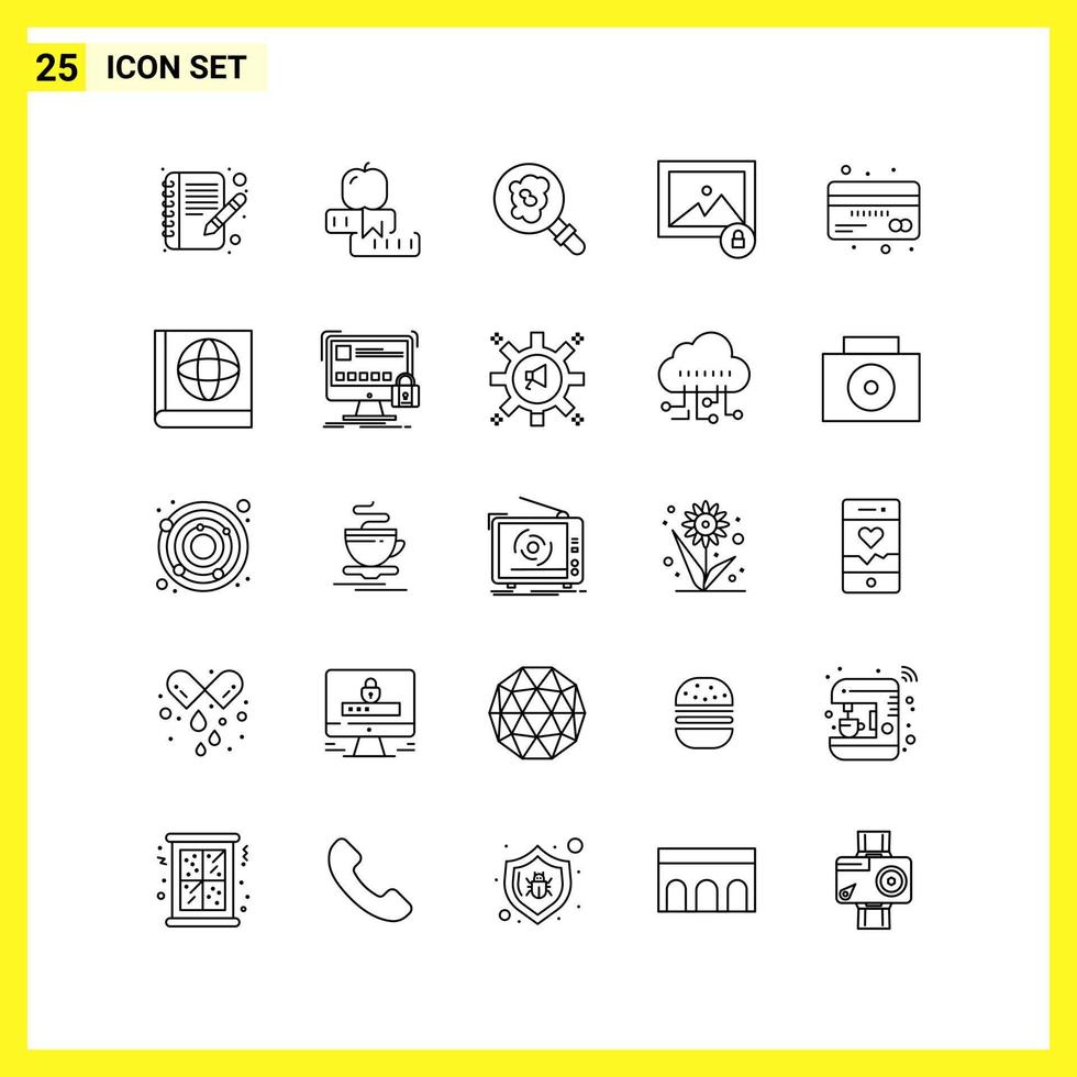 25 Icon Set Simple Line Symbols Outline Sign on White Background for Website Design Mobile Applications and Print Media vector