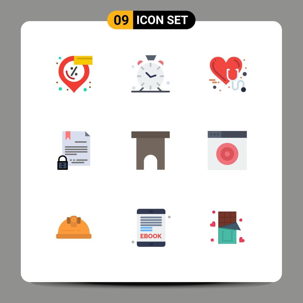 User Interface Pack of 9 Basic Flat Colors of internet digital care contract heart Editable Vector Design Elements