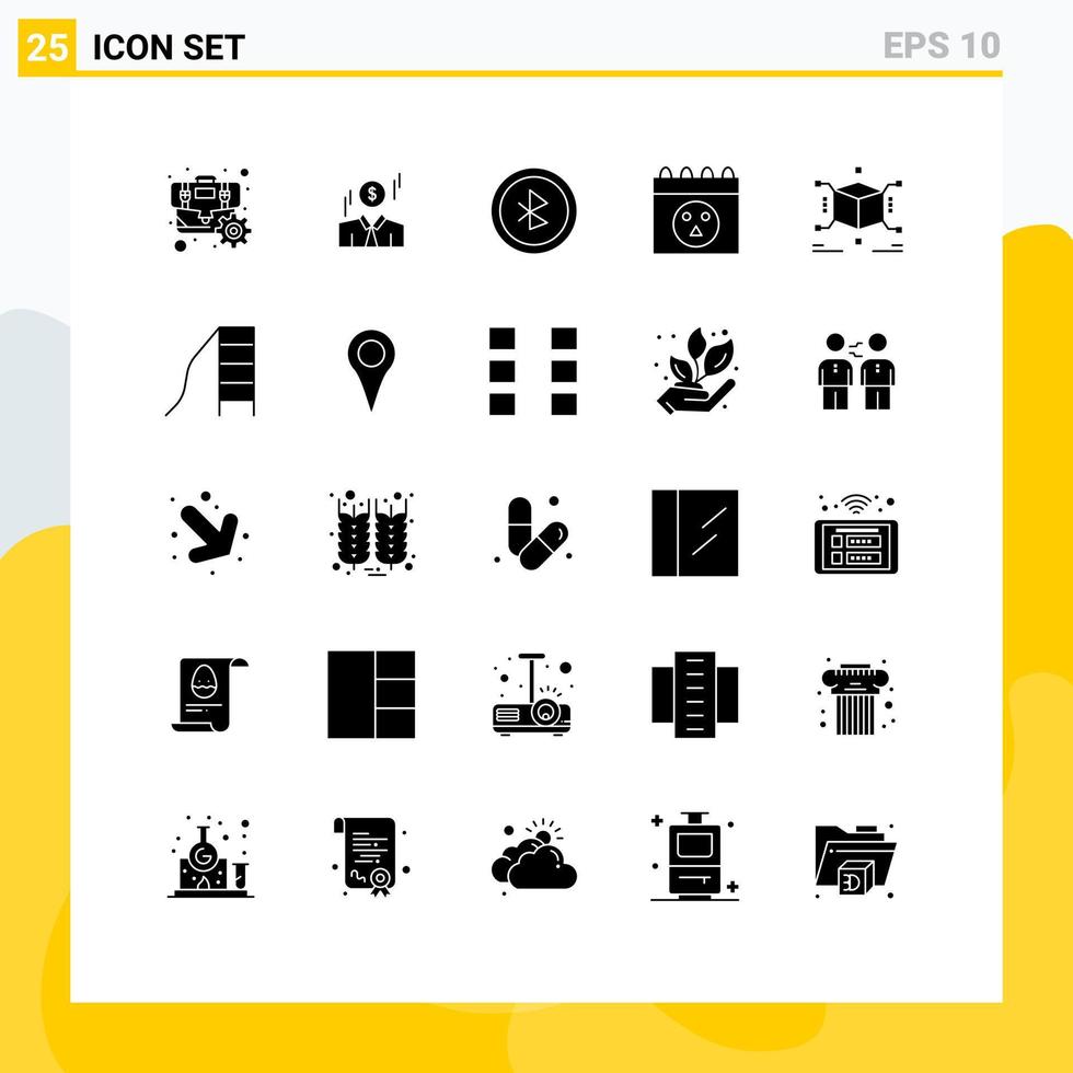 Set of 25 Modern UI Icons Symbols Signs for box jigsaw bluetooth cube halloween Editable Vector Design Elements