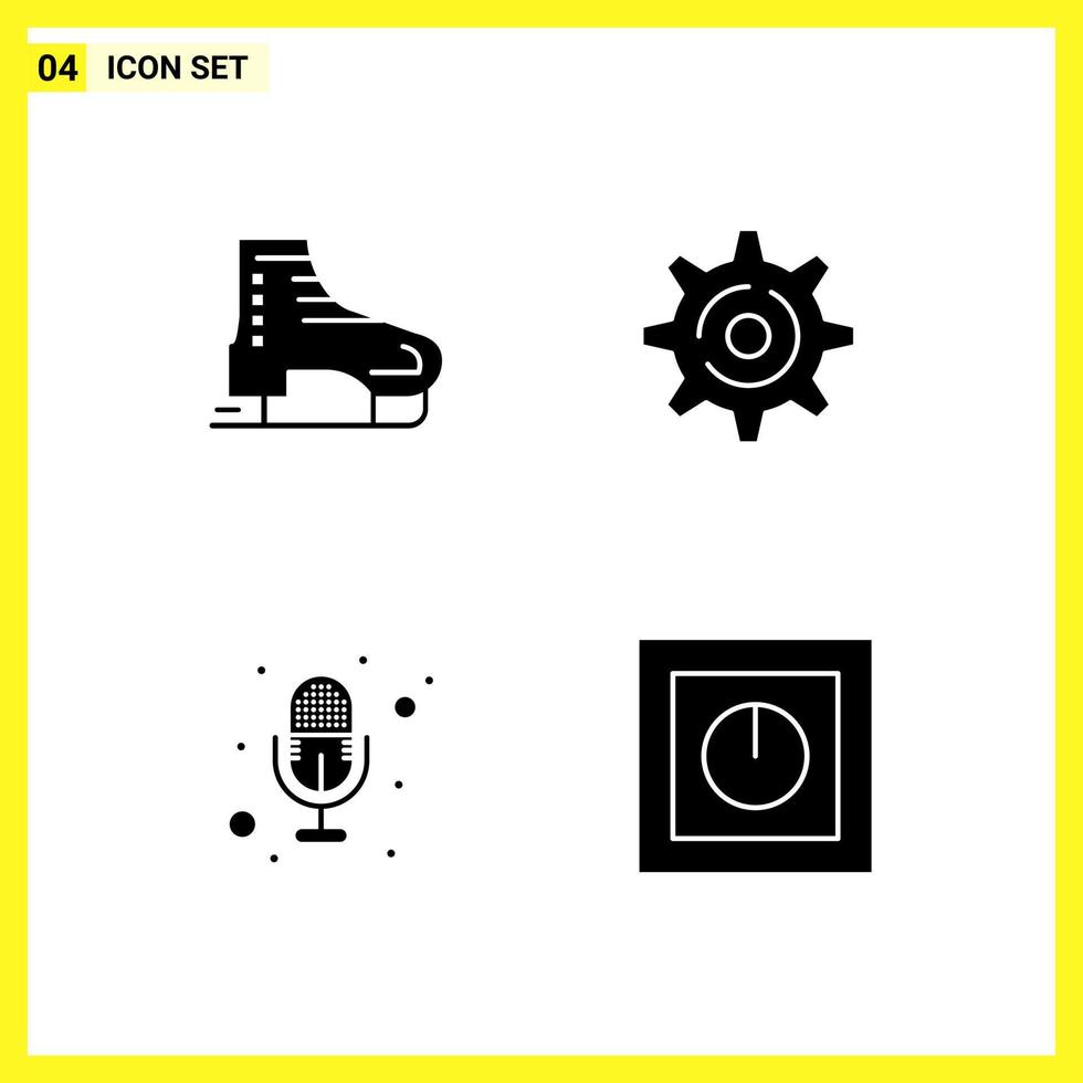 4 Icon Set Simple Solid Symbols Glyph Sign on White Background for Website Design Mobile Applications and Print Media vector