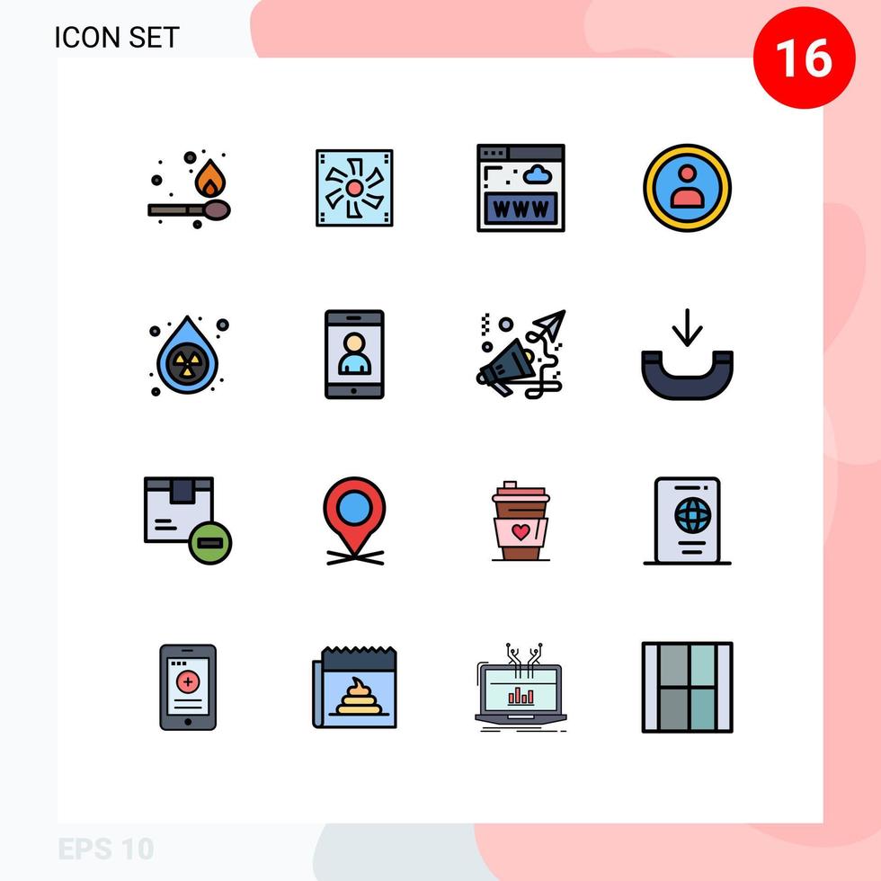 Pictogram Set of 16 Simple Flat Color Filled Lines of environment clean communications user interface Editable Creative Vector Design Elements