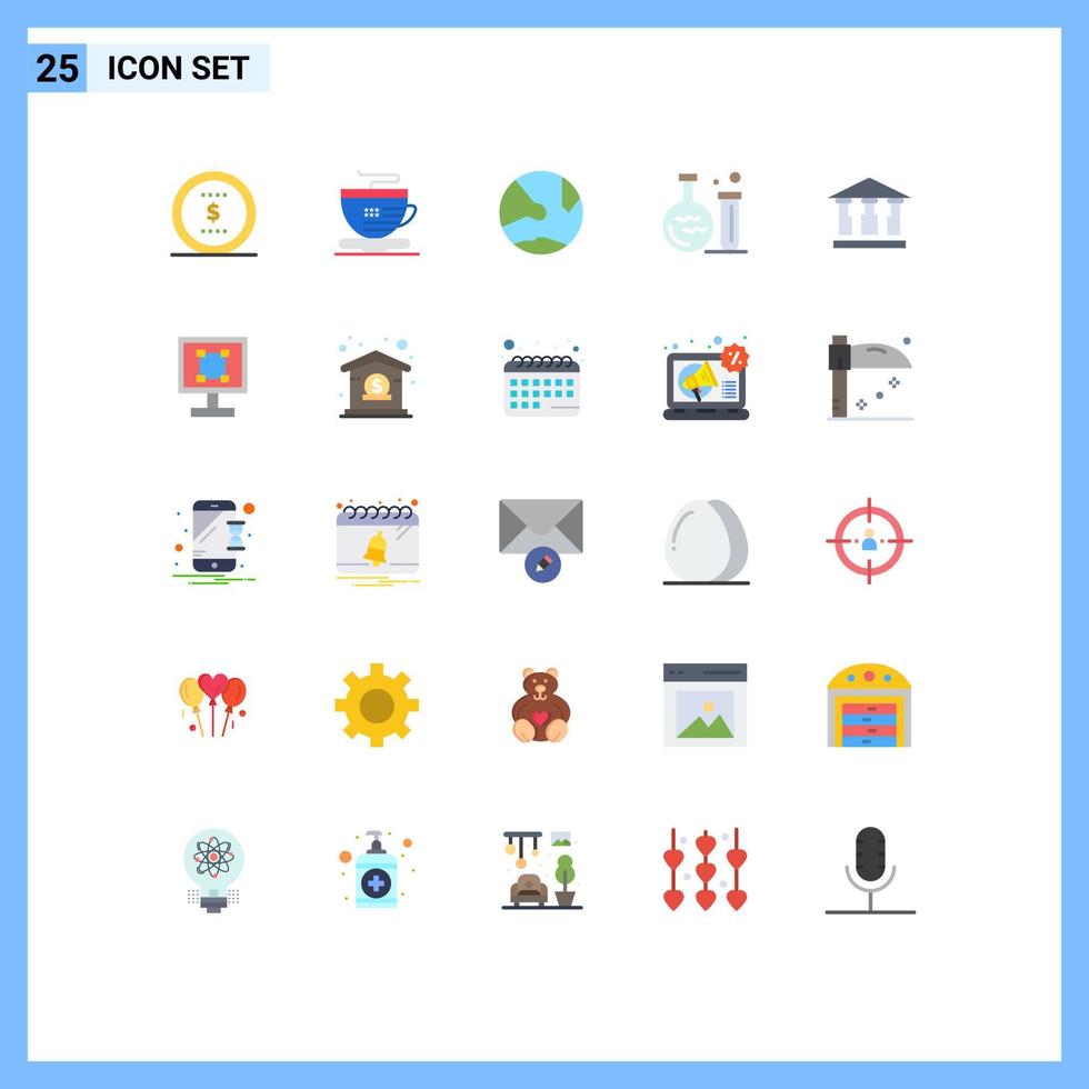 Group of 25 Modern Flat Colors Set for building education develop lab tube Editable Vector Design Elements