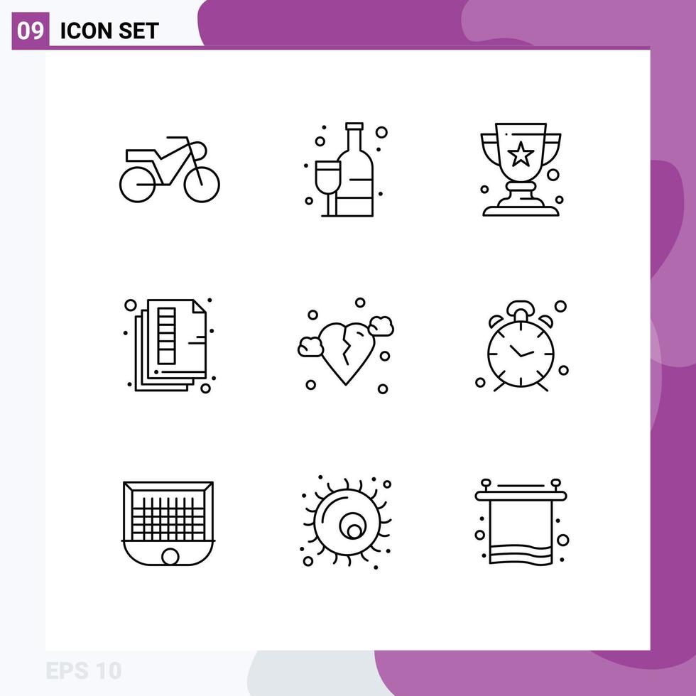 9 Thematic Vector Outlines and Editable Symbols of sic broken winner break print Editable Vector Design Elements