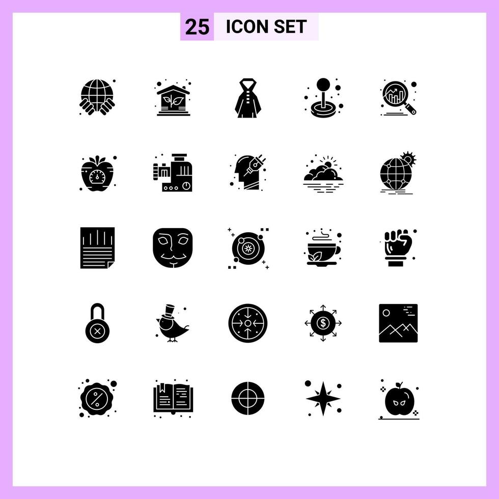25 Universal Solid Glyph Signs Symbols of discover analytics clothing play fun Editable Vector Design Elements