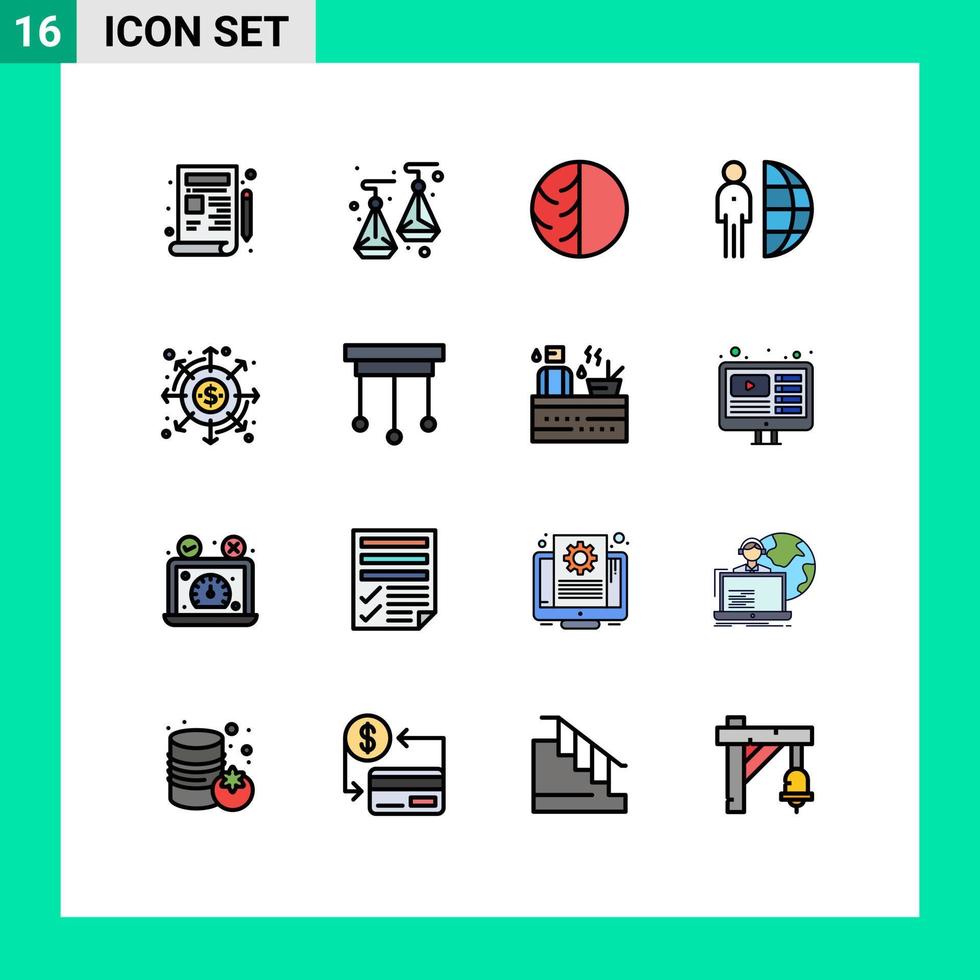Set of 16 Modern UI Icons Symbols Signs for person internet dermatology freelance skin Editable Creative Vector Design Elements