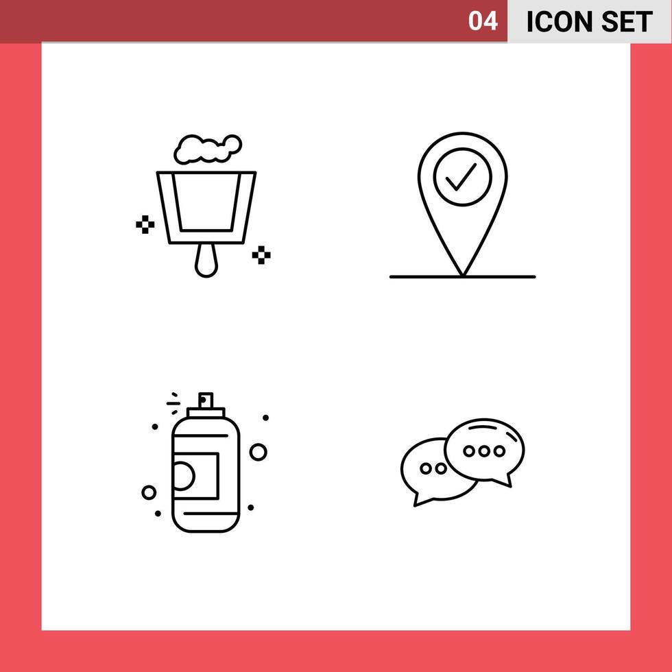 4 Line concept for Websites Mobile and Apps broom chat check in art conversation Editable Vector Design Elements