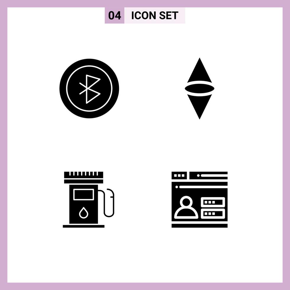 4 Solid Glyph concept for Websites Mobile and Apps bluetooth maps ethereum money user Editable Vector Design Elements