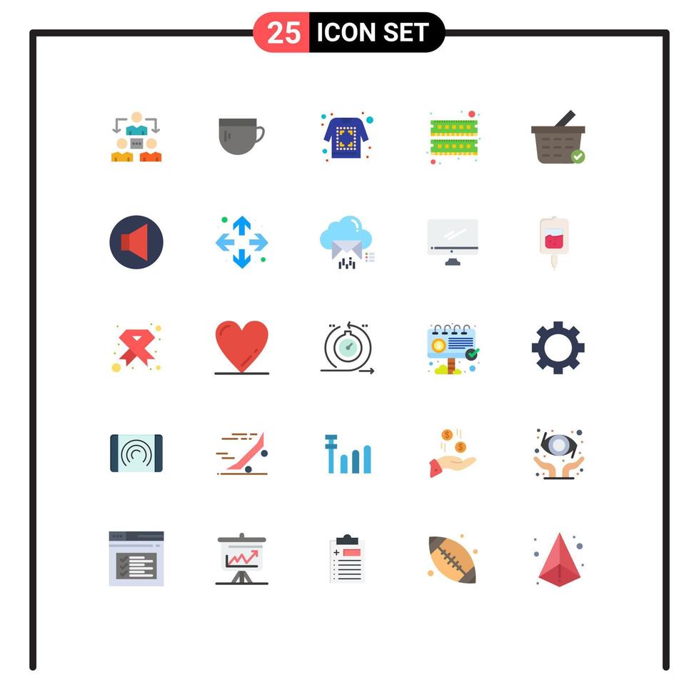 paquete de iconos de vector de stock de 25 signos y símbolos de línea para elementos de diseño de vector editables de computadora de hardware de impresión ram de caja