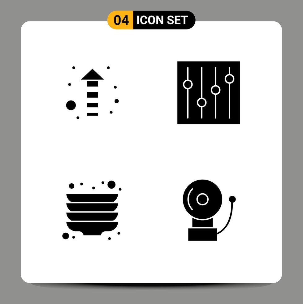 4 Creative Icons Modern Signs and Symbols of arrow alarm controls kitchen school Editable Vector Design Elements