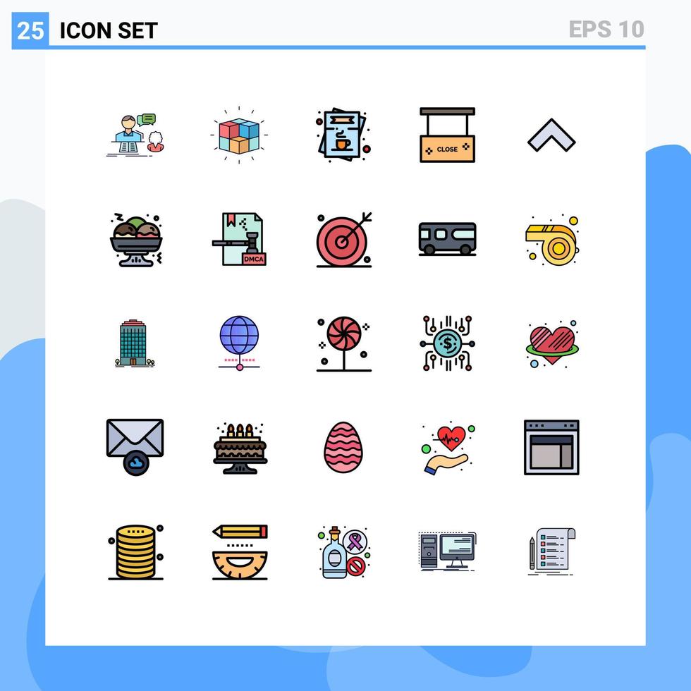 25 User Interface Filled line Flat Color Pack of modern Signs and Symbols of close beauty and spa solution order list Editable Vector Design Elements