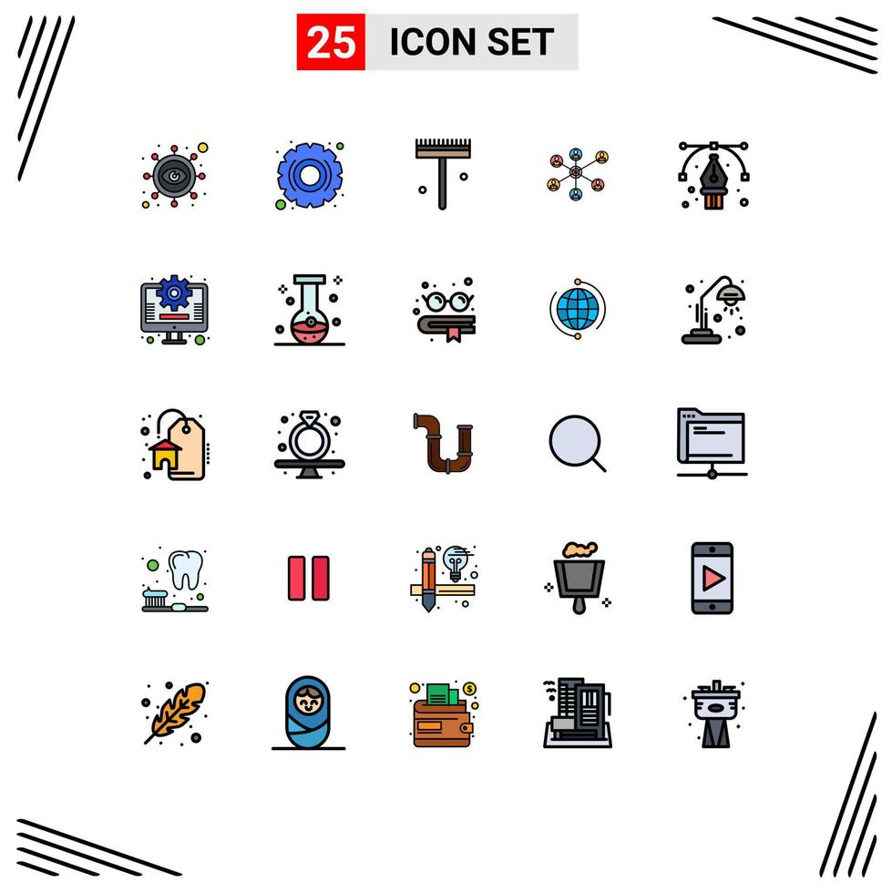 Modern Set of 25 Filled line Flat Colors and symbols such as art group garden social wlan Editable Vector Design Elements