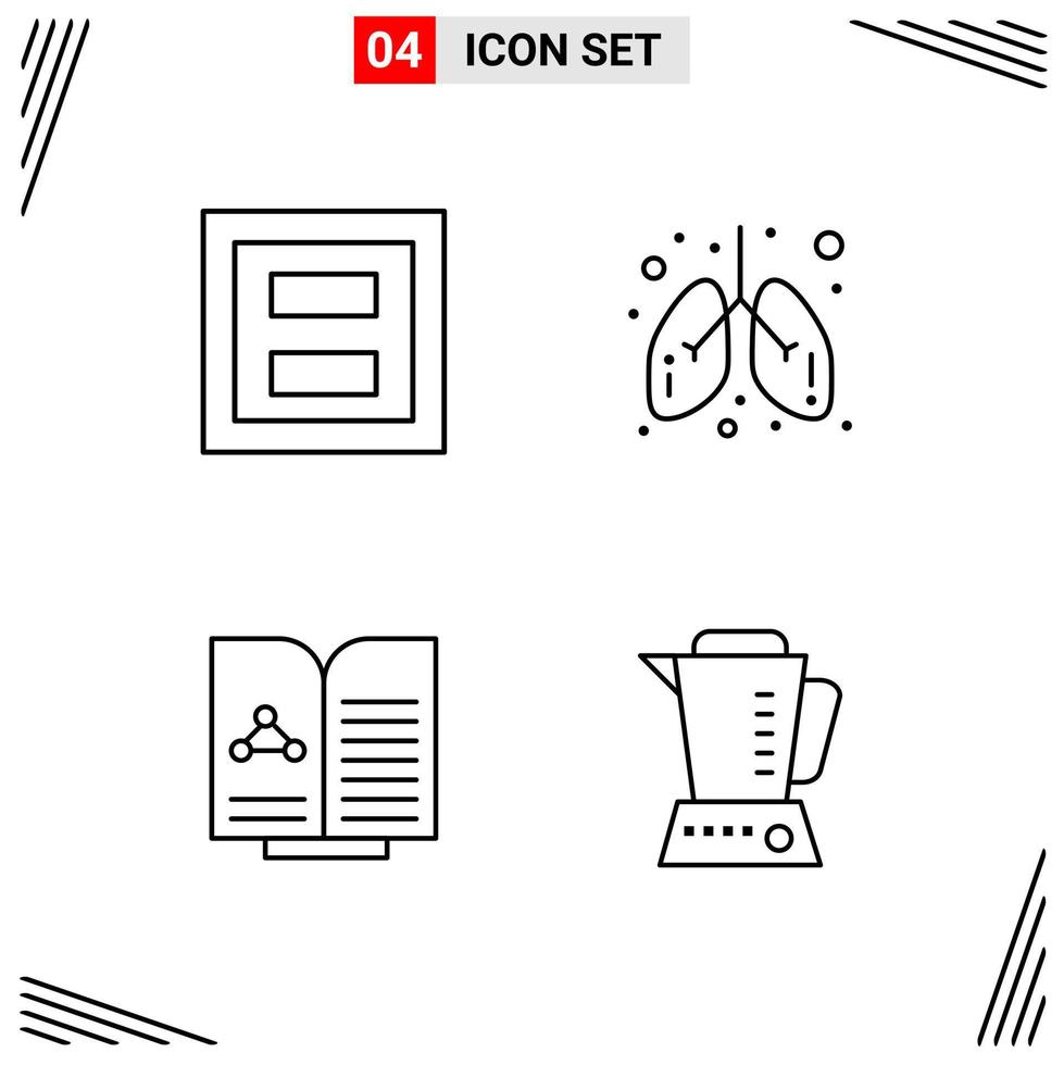 4 Icons Line Style Grid Based Creative Outline Symbols for Website Design Simple Line Icon Signs Isolated on White Background 4 Icon Set vector