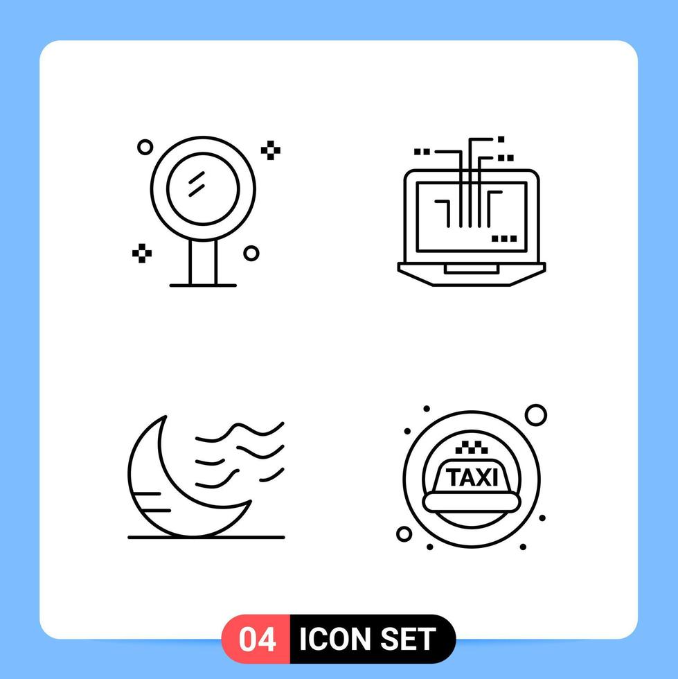 4 Line Black Icon Pack Outline Symbols for Mobile Apps isolated on white background 4 Icons Set vector