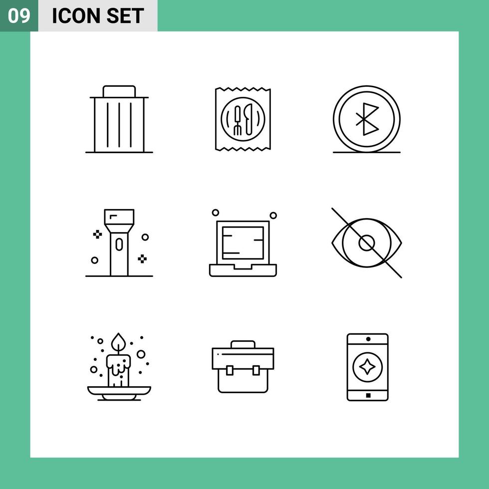 paquete de iconos vectoriales de stock de 9 signos y símbolos de línea para productos electrónicos dispositivos de mesa red elementos de diseño vectorial editables vector