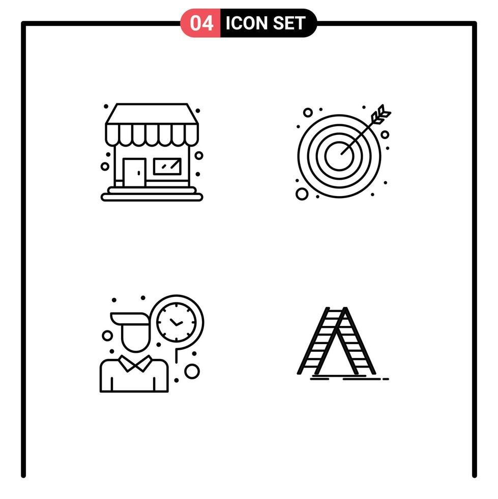 4 Line concept for Websites Mobile and Apps shop time arrow success ladder Editable Vector Design Elements