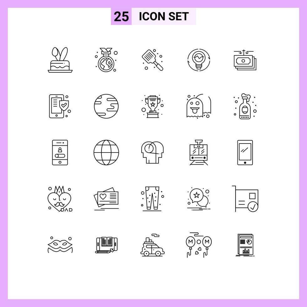 Set of 25 Modern UI Icons Symbols Signs for innovation generation baked concept spatula Editable Vector Design Elements