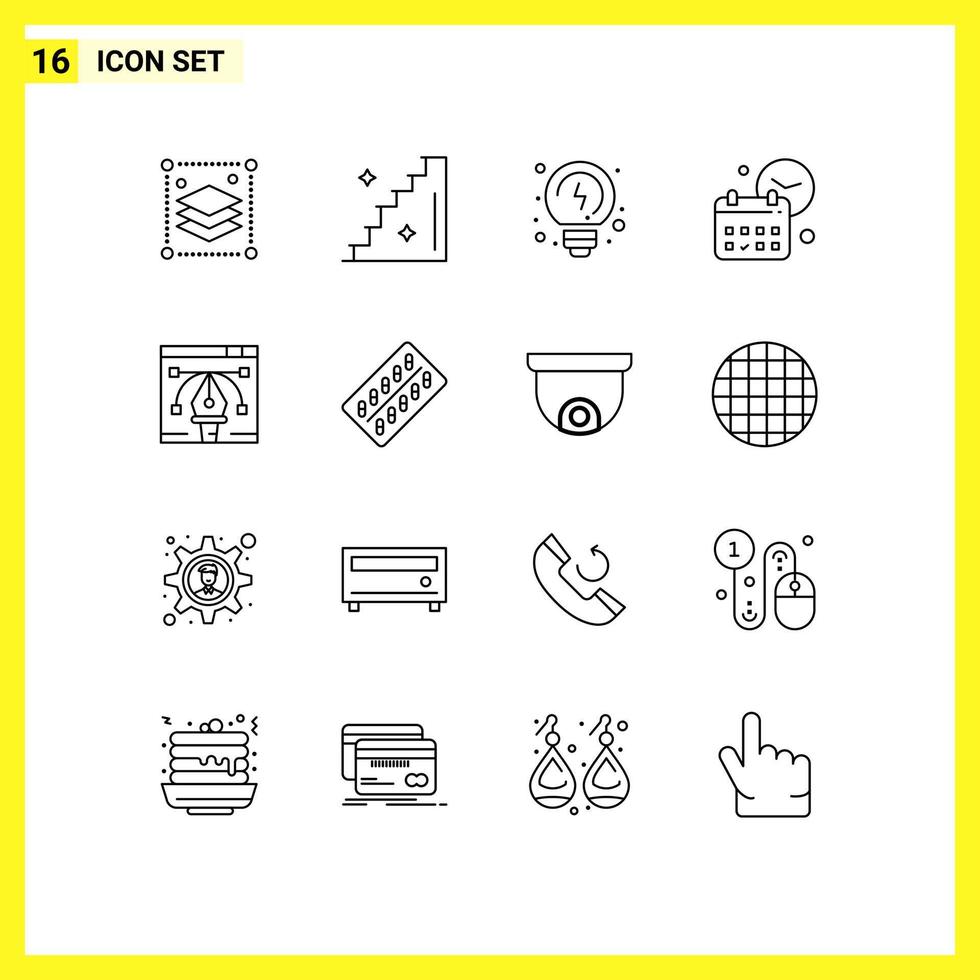Pack of 16 creative Outlines of illustration artwork solutions job day Editable Vector Design Elements