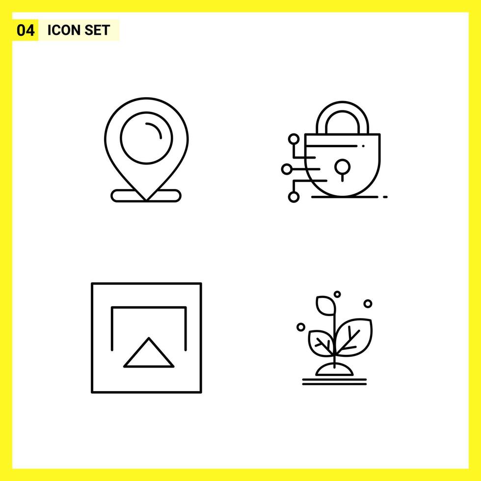 4 Icon Set Simple Line Symbols Outline Sign on White Background for Website Design Mobile Applications and Print Media vector