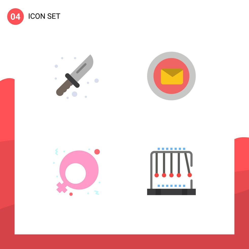 Pictogram Set of 4 Simple Flat Icons of camping feminism tool support women sign Editable Vector Design Elements
